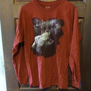 Red Long Sleeve with Wolf Design